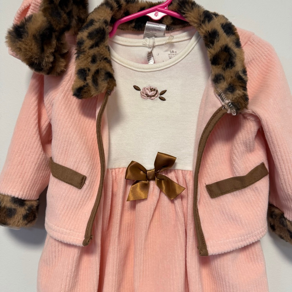 Baby Starters Girls Pink Corduroy Matching Set 18 Months leopard Headband - Picture 12 of 16